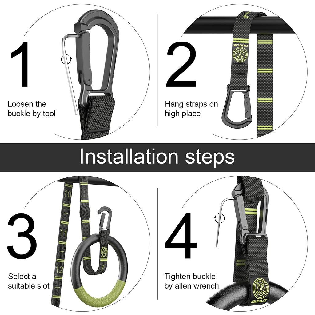Gymnastic Rings With Adjustable Straps, Gymnastics Rings For Men With Anti-Slip Tape, All-In-One Suspension Trainer Straps, Stro