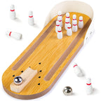 3 Otters Mini Bowling Set, Wooden Tabletop Bowling Game Desk Toys Desktop Bowling Home Bowling Alleys, Desk Gifts For Coworkers