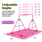Safly Fun Expandable Gymnastics Bars Junior Training Bar Gymnastic Folding Horizontal Bars With Mat For Kids(Pink+Mat)