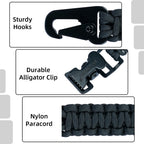 Melotough Tactical Glove Clip Braided Paracord Glove Holder Clip For Hunting, Hiking, Camping, Outdoor Activities (Black 2Pcs)