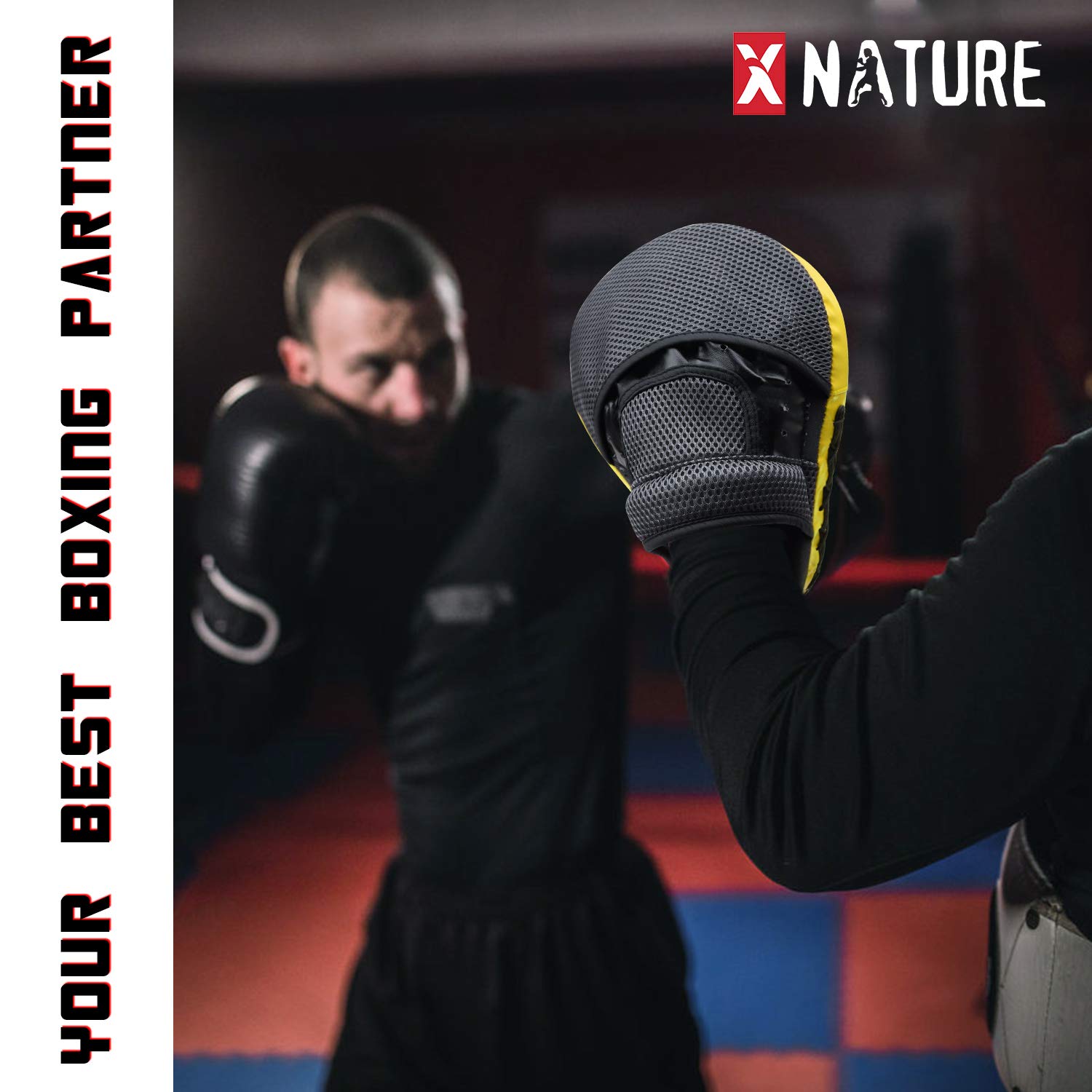 Xnature Essential Curved Boxing Mma Punching Mitts Boxing Pads W/Gift Box Hook & Jab Pads Mma Target Focus Punching Mitts Thai S