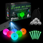 Kingtop Everglow Glow In The Dark Golf Ball - Light Activated 7-Color Led Golf Balls, Light Up Ball With Fluorescent Tees And St
