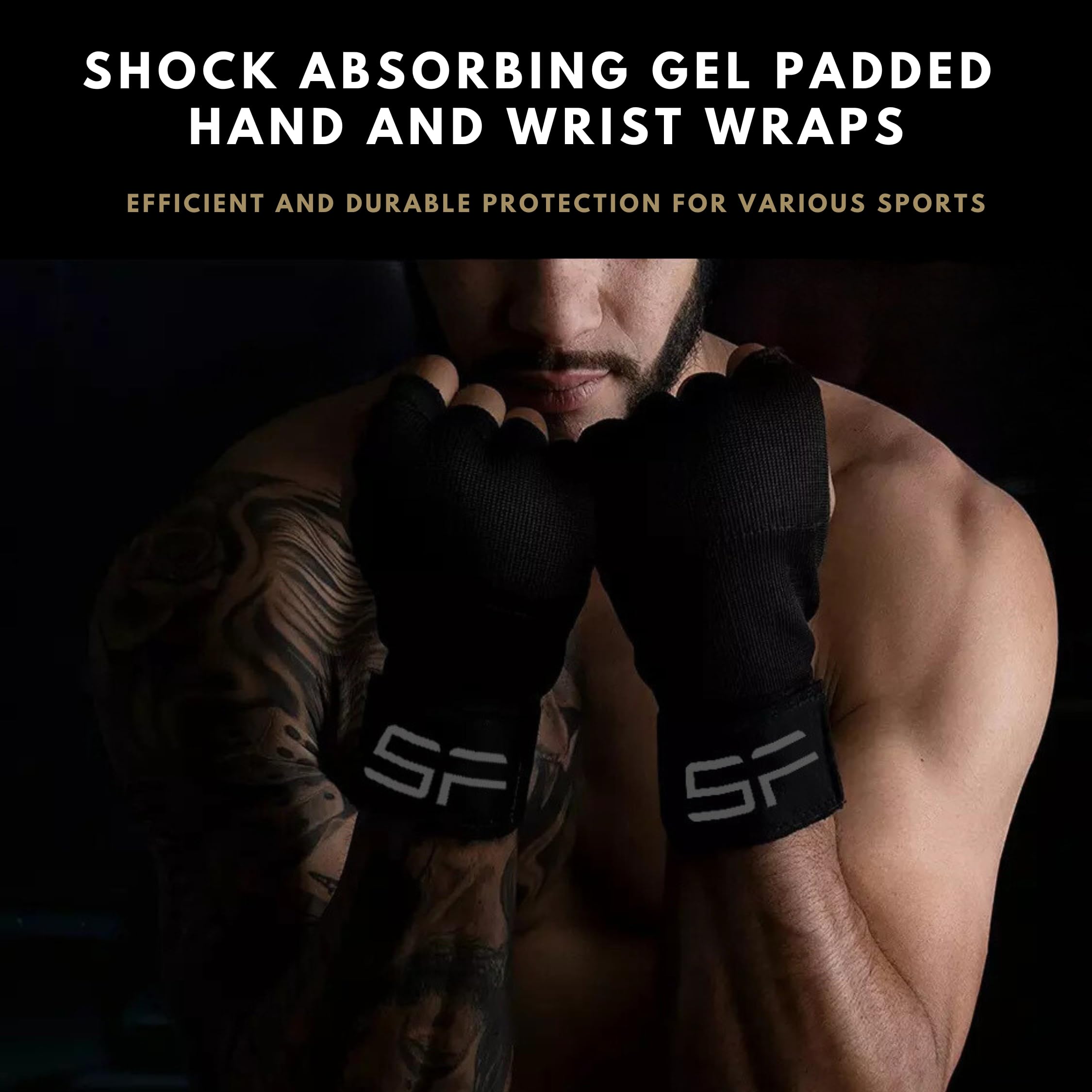 Shadowfit? Gel Boxing Hand Wraps Inner Gloves For Training: Pair Of Wrist & Hand Wraps For Men Women - Mma Kickboxing Punching G