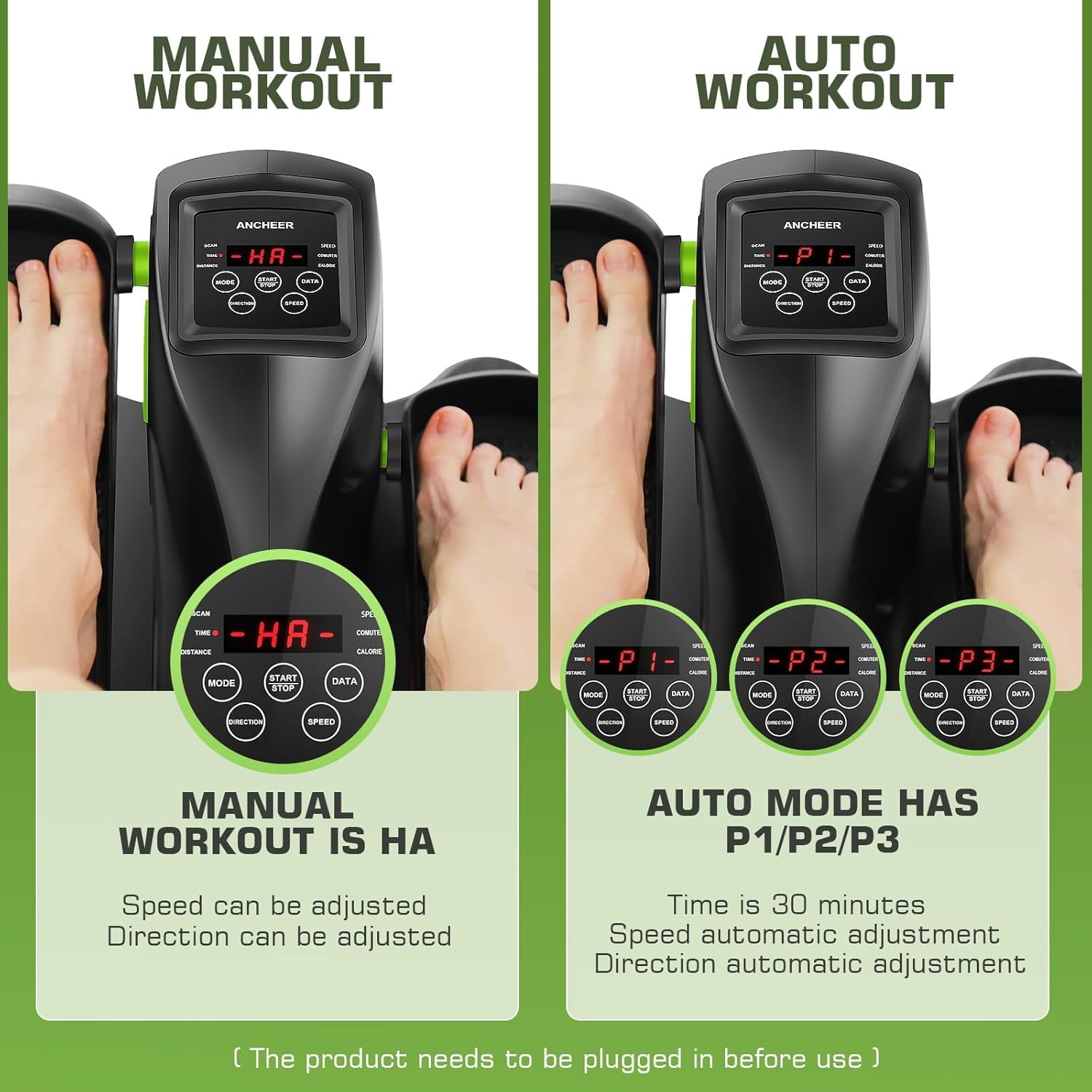 Ancheer Under Desk Elliptical Machine, Mini Elliptical Machines For Seniors, Electric Seated Pedal Exerciser, Lcd Display Monito
