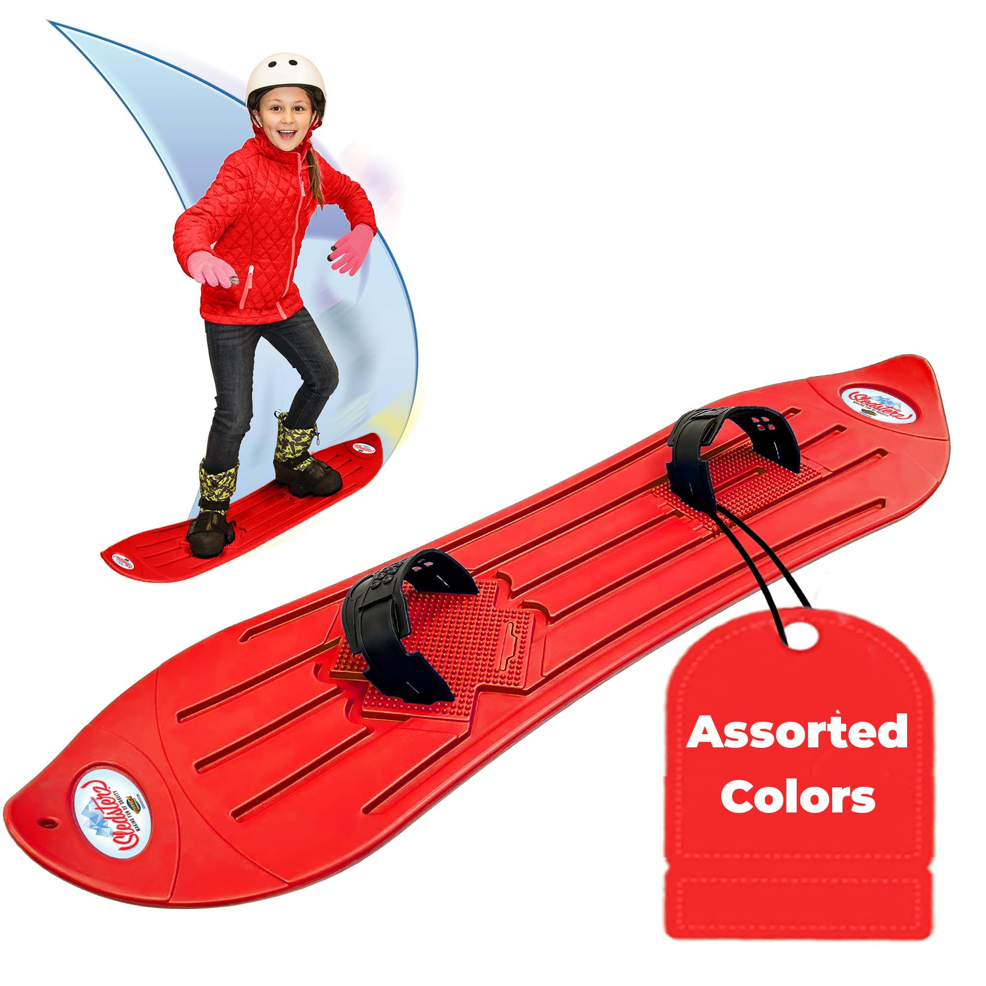 Geospace The Original Sledsterz Kids' Beginner Snowboard - Comes In Assorted Colors Of Either Red, Blue Or Green (Single Assorte