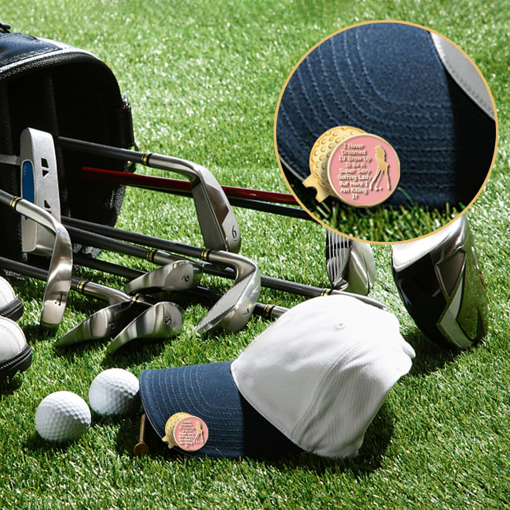 Geygie I Never Dreamed Id Grow Up To Be A Super Sexy Golfing Lady Pink Gold Golf Ball Marker With Magnetic Hat Clip, Funny Golf