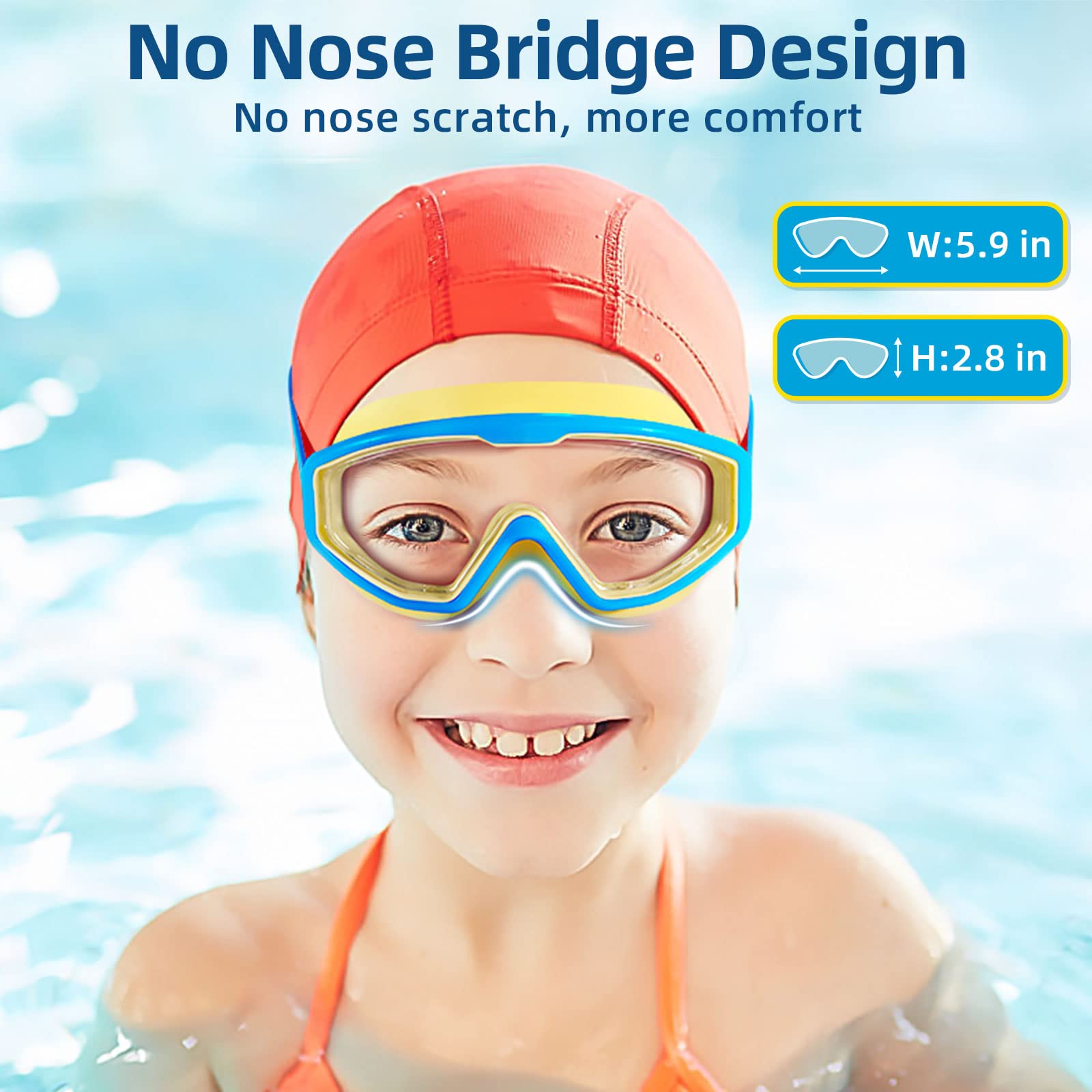 Freela Kids Goggles, Swim Goggles For Kids 3-15, Kids Toddler Goggles For Boys Girls Pool Beach Child Swimming Goggles With Uv P