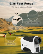 PEAKPULSE Range Finder Golf with Slope 1700 Yards 6X Zoom Angle Measurement Laser Golfing Rangefinders Distance Flag Pole Locked
