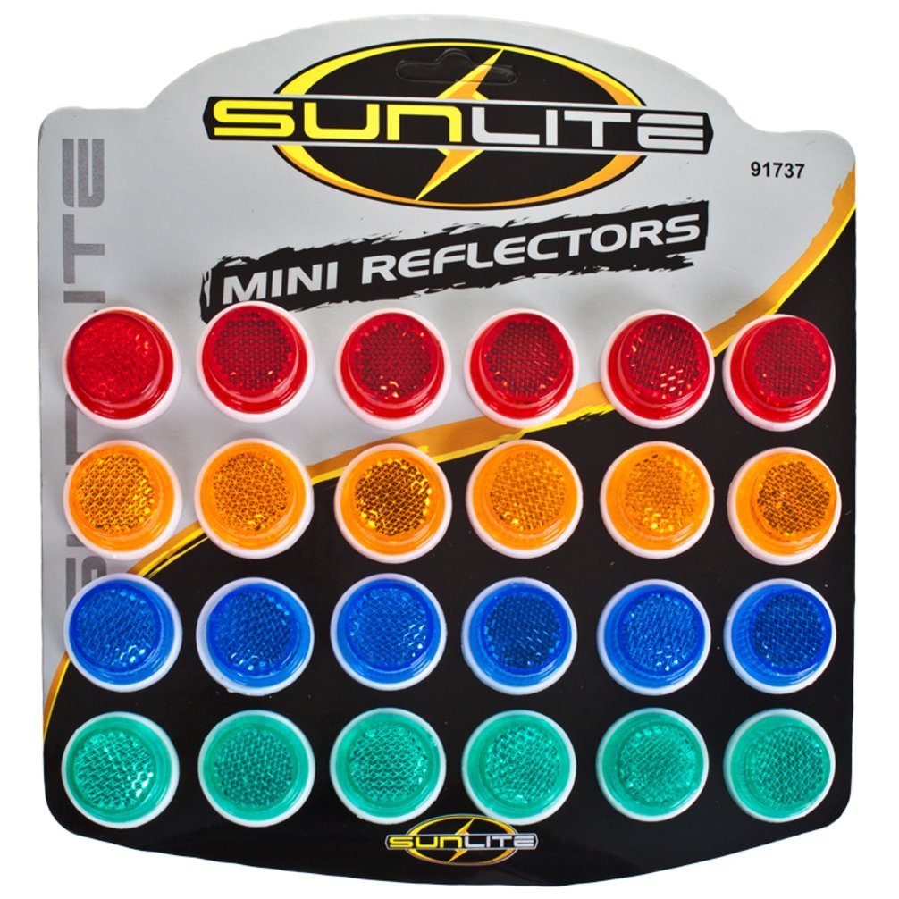 Sunlite Carded 1'' Reflectors, Card Of 24, Assorted Colors
