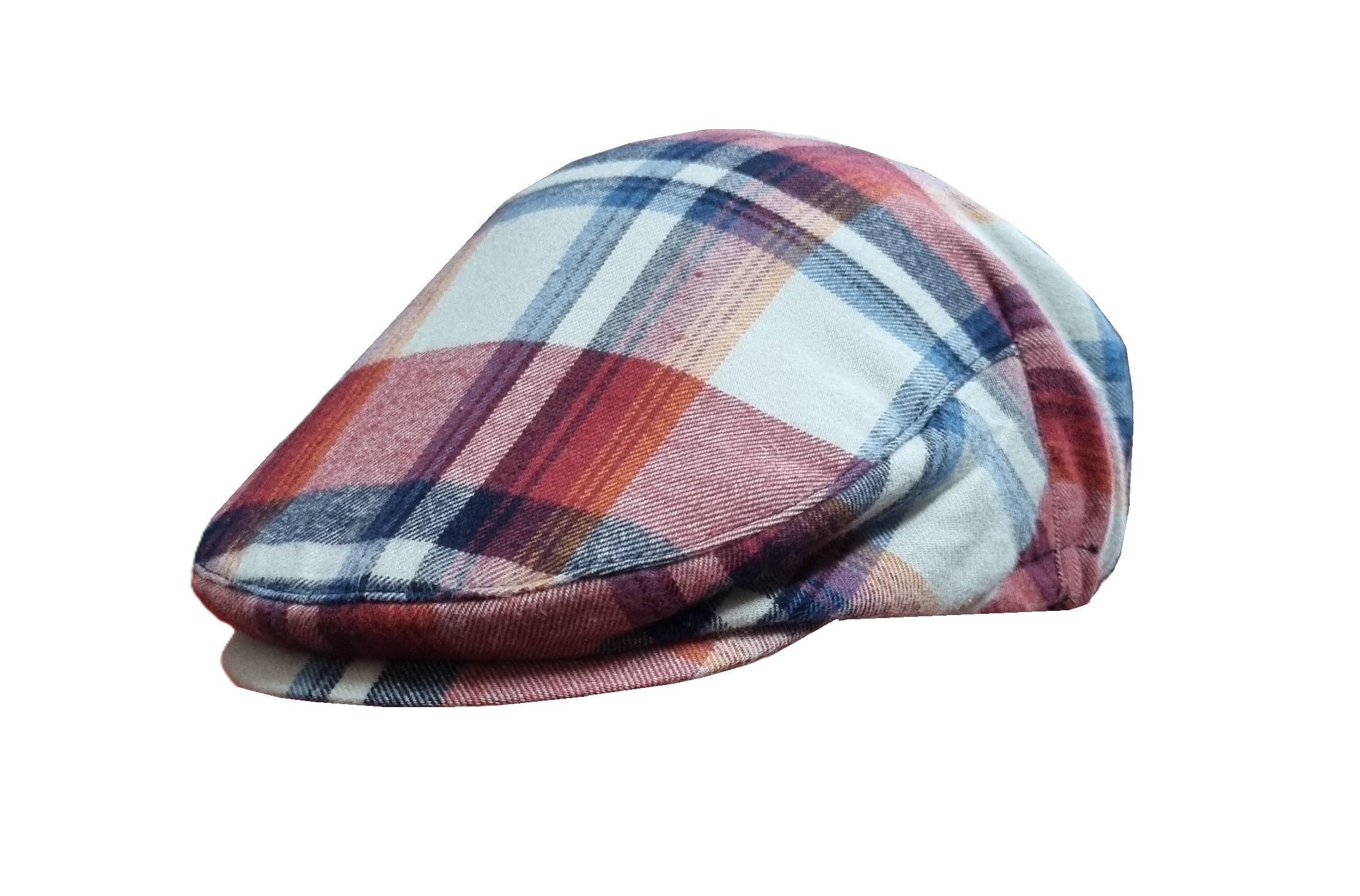 Atabz MenS Cotton Golf Flat Cap Whtie Sports Hats Red White Checkbox