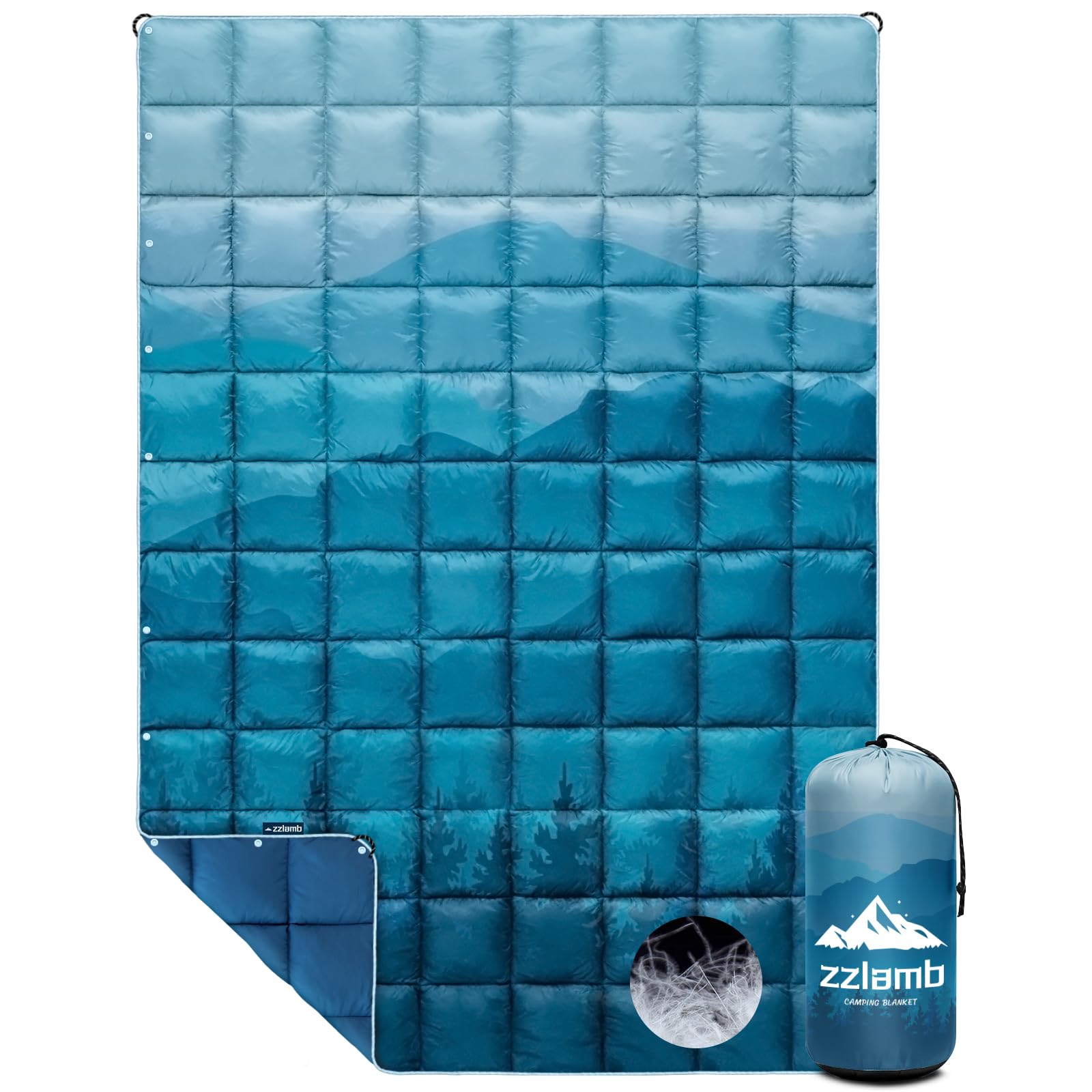 Zzlamb Down Camping Blanket,Outdoor Travel Camp Quilt,Warm & Lightweight Camping Essential Packable For Sleeping,Backpacking,Pic
