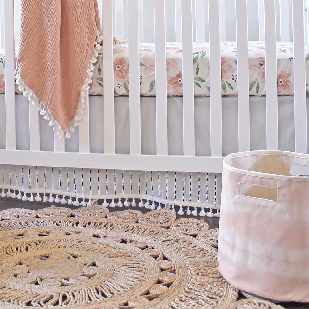 Crane Baby Soft Cotton Crib Mattress Sheet, Fitted Crib Sheet For Boys And Girls, Pink Floral, 28Aw X 52Ah X 9Ad