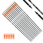 Tiger Archery 30Inch Carbon Arrow Practice Hunting Arrows With Removable Tips For Compound & Recurve Bow(Pack Of 12) (Orange Whi