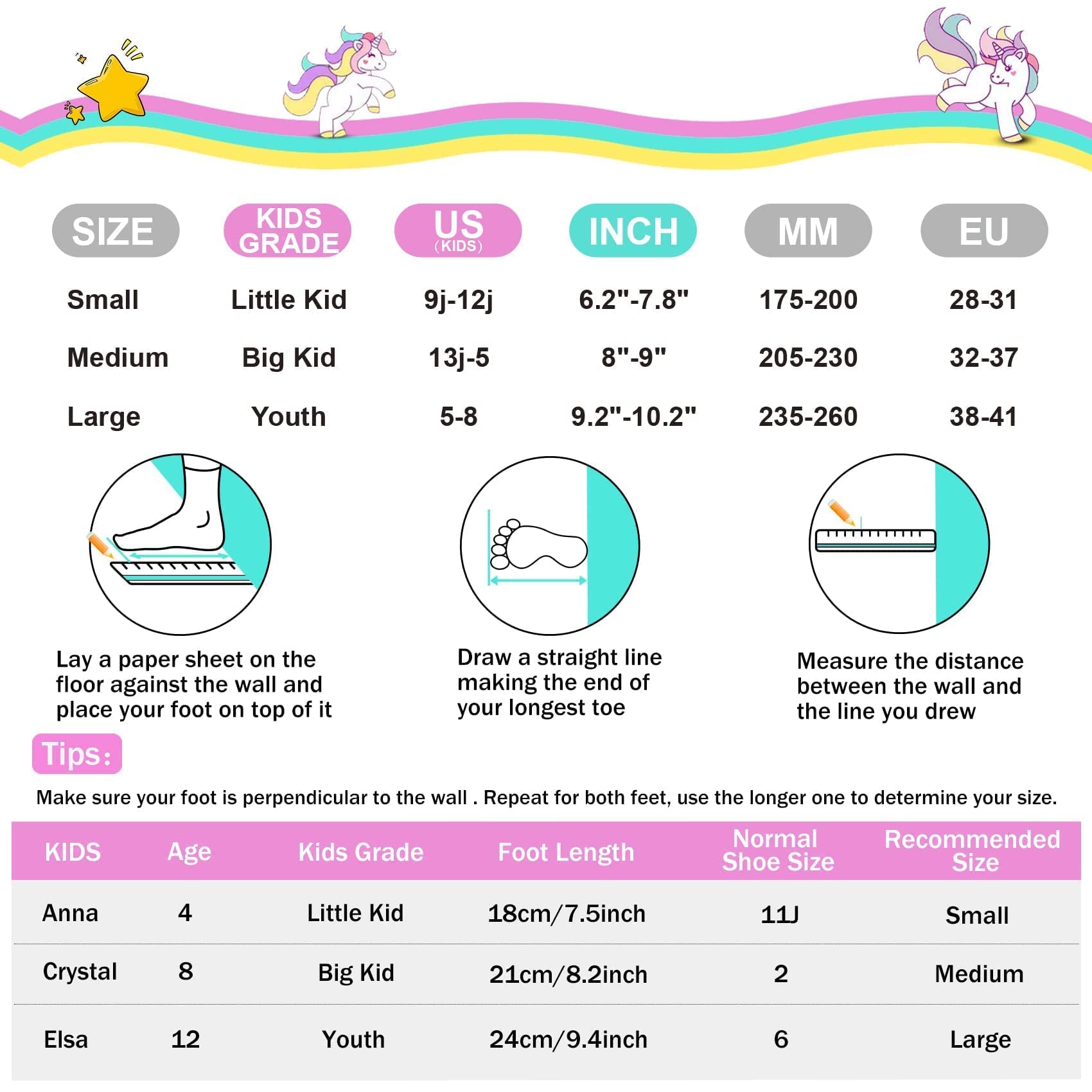 Sulifeel Rainbow Unicorn Inline Skates For Girls Boys 4 Size Adjustable Light Up Wheels Roller Blades For Kids Beginner Medium