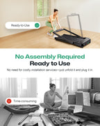 UREVO Smart Treadmill with 9% Incline, 3-in-1 Foldable Treadmill with Handle for Home/Office Fitness, Runner-Focused Design, 6 H