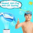 Vvinca Kids Swim Goggles, Wide View Anti-Fog Quick Adjustable Strap Swim Mask With Ear Clip Nose Clip For Child Swimming Lesson,