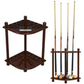 ISZY Billiards Pool Stick Holder  Cue Rack Only  Wood Stand Holds 8 Billiard Sticks, a Full Set of Balls & Includes 4 Score Co