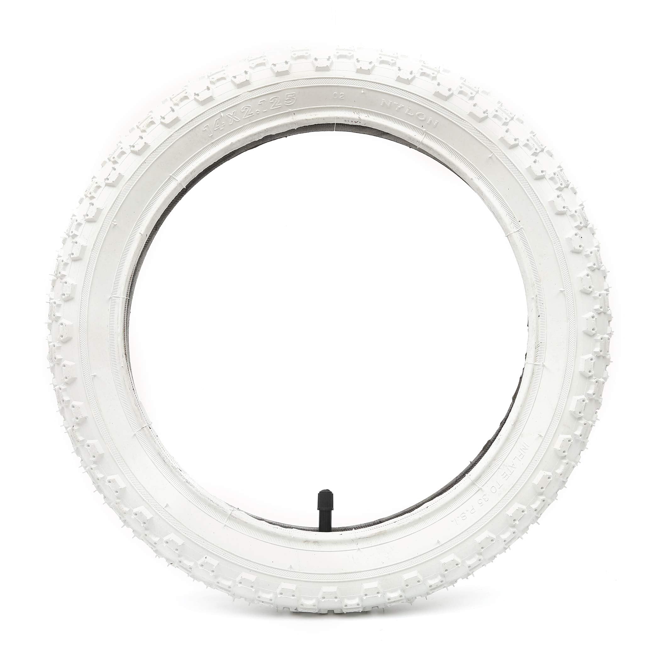(2 Sets) 14    X 2.125 Kids Bike Replacement White Tires And Tubes - Compatible With Most 14    Kids Bikes Like Royalbaby, Joyst
