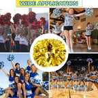 Lovecheer 2Pcs Pom Poms Cheerleading Gold Metallic Cheer Pom Poms With Baton Handle For Sports Team Spirit Party Cheering