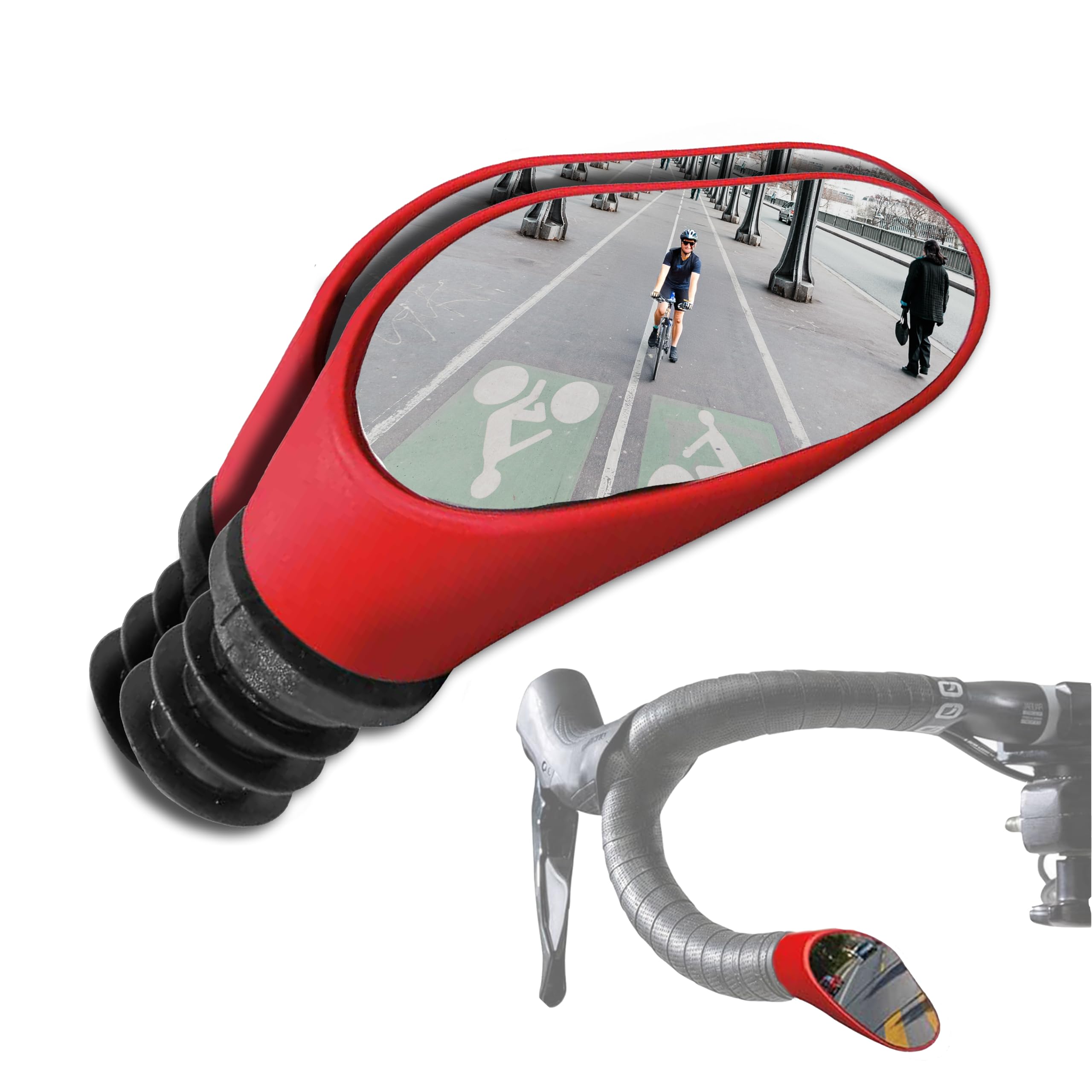 Sprintech Swiss-Made Convex Chrome-Plated Bike Mirror For Drop Bars - Hand-Finished, Adjustable, Reflective Surface, Durable Abs