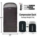 HiZYNICE Sleeping Bags for Adults Large Wide Cold Weather 0 Degree XL XXL Plus Size Oversized,Olive Brown Left Zip