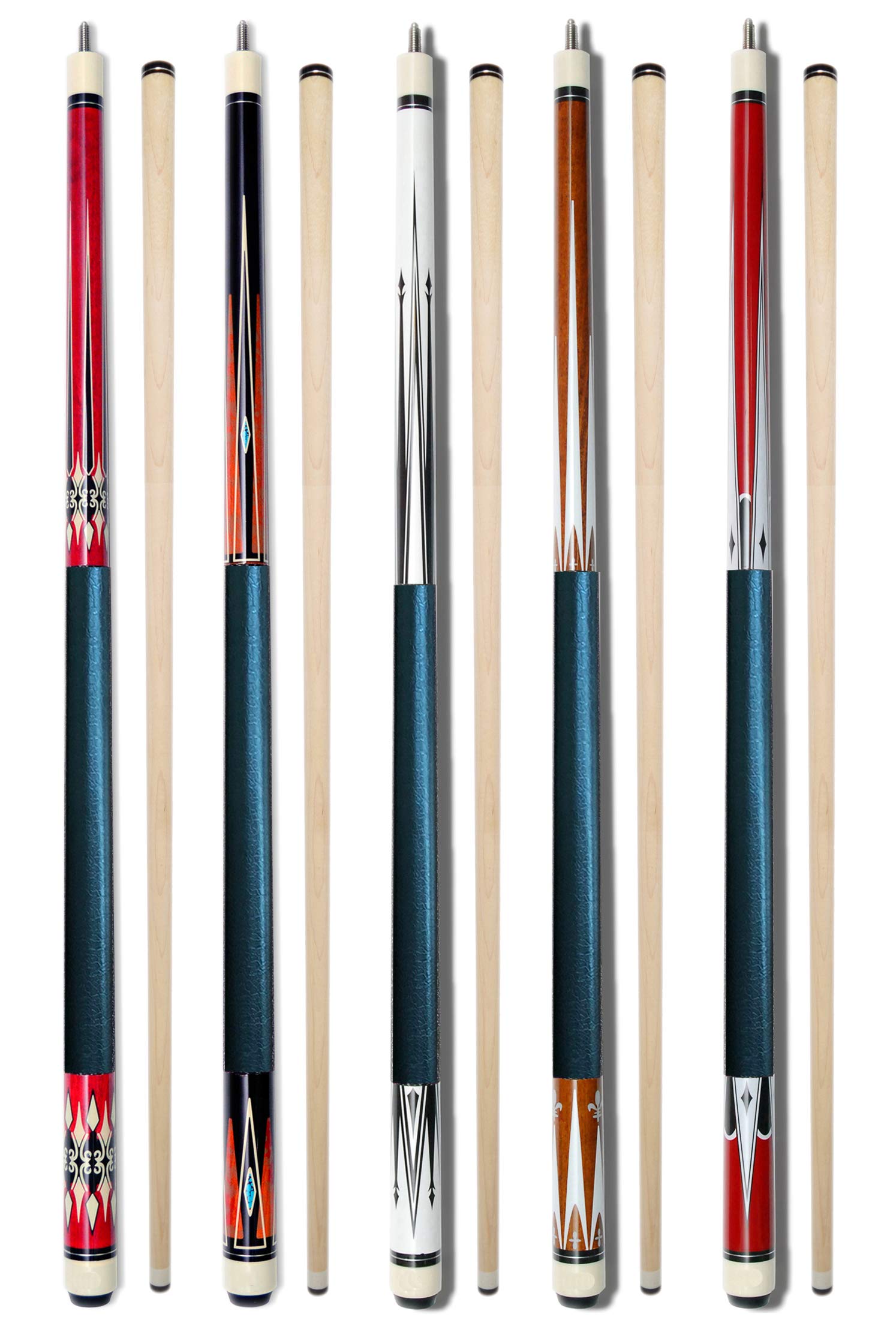 Set of 5 Pool Cues Billiard House Bar Pool Cue Sticks (W6~10)