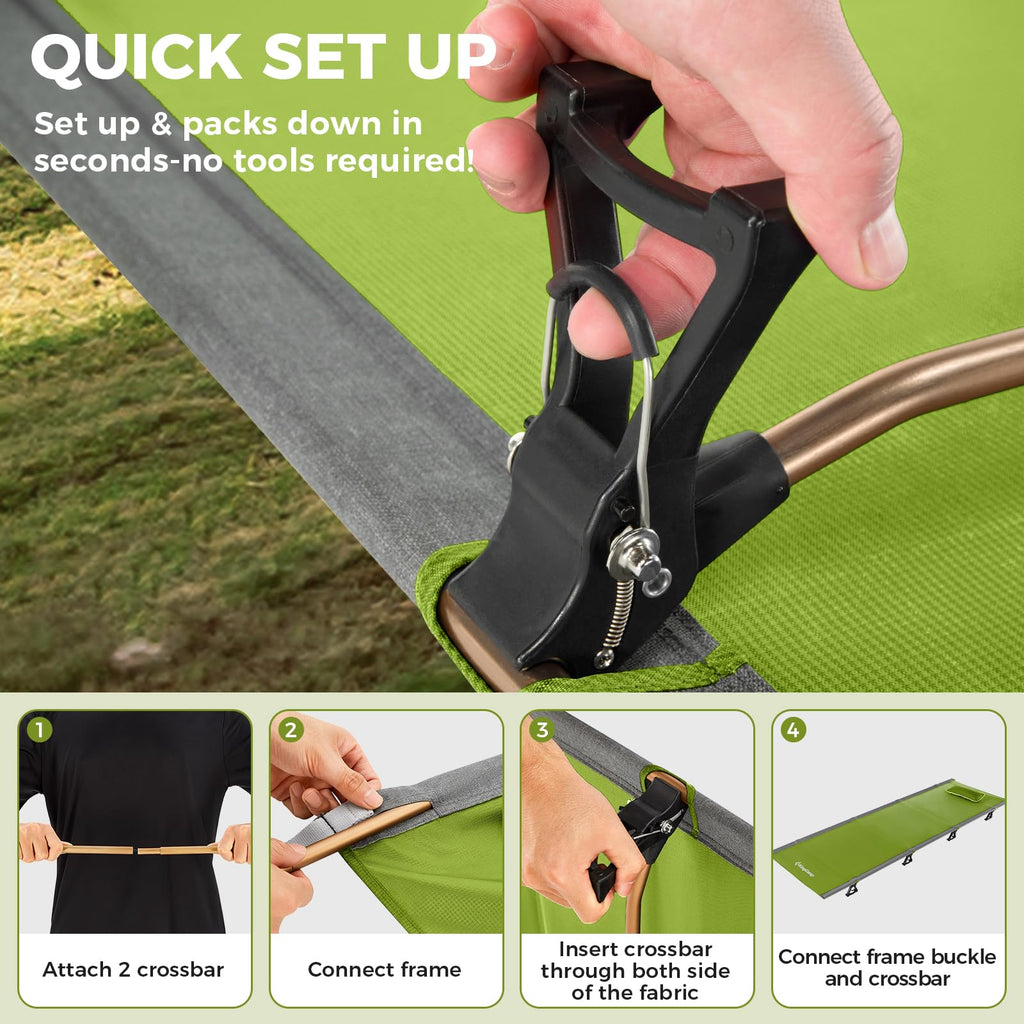 Kingcamp Ultralight Compact Folding Camping Cot Bed, 4.9 Pounds (Green)