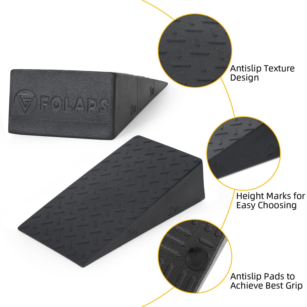 Folaps Squat Wedge Block For Heel Elevated Squat Weightlifting 2Pcs Non-Slip Slant Board For Squats Large Squat Blocks Calf Stre