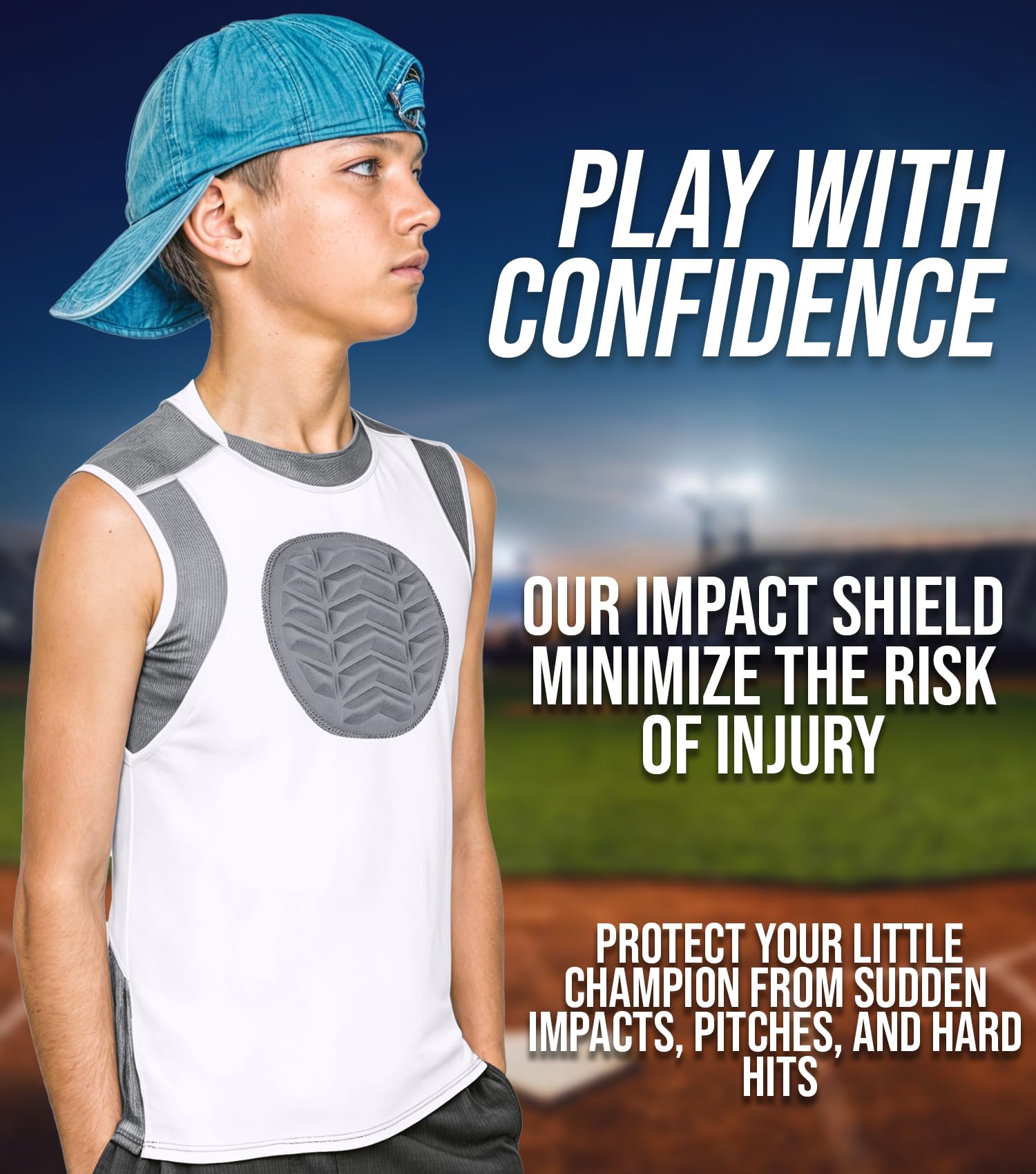 Exxact Sports Youth Baseball Chest Protector, Padded Sternum Chest Guard, Softball Chest Protector Girls Youth (Gray, Ym)