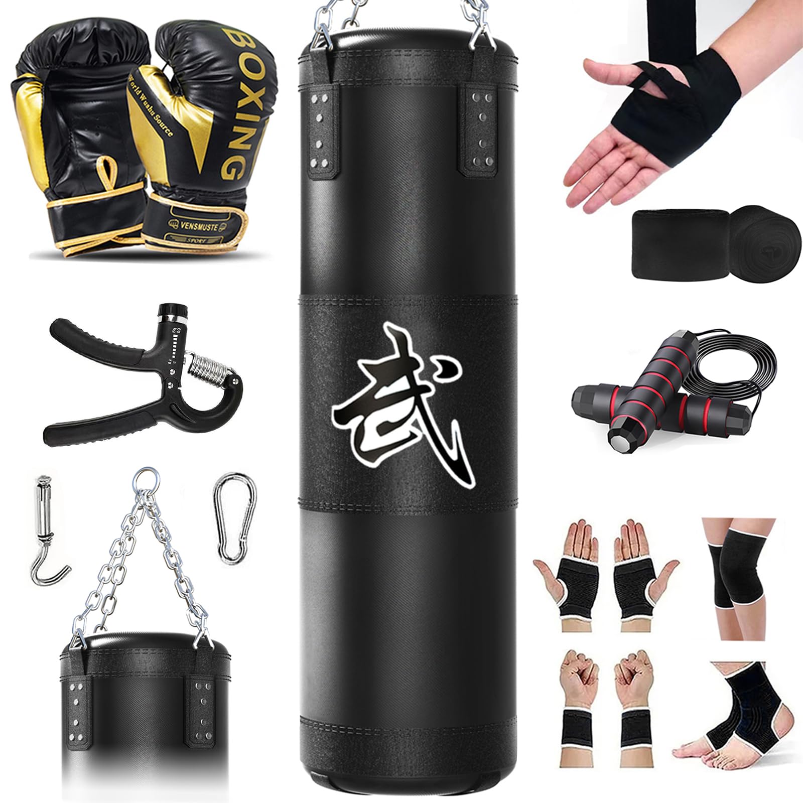 Mesetast Punching Bag for Adults, 4ft Heavy Boxing Bag Set with 12oz Boxing Gloves, MMA Karate Kickboxing Boxing Home Gym Martia