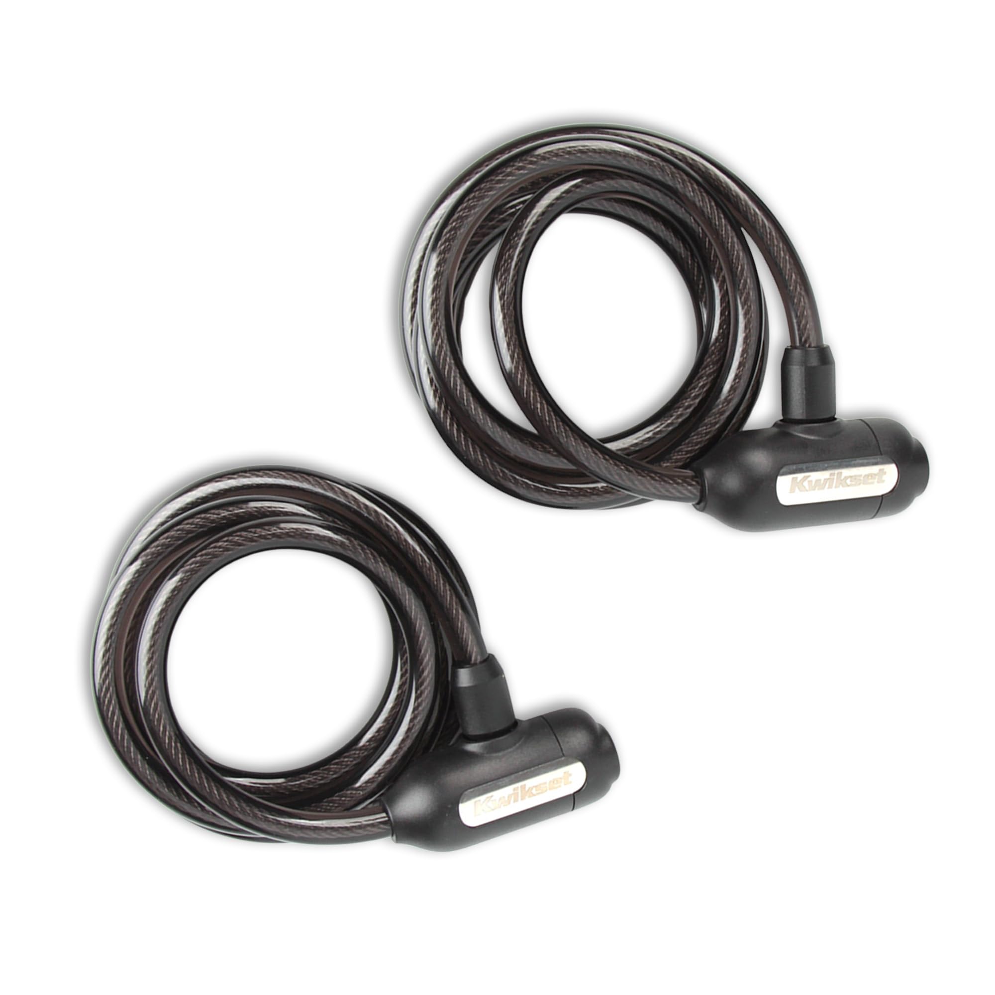 Kwikset 5 ft Keyed Bicycle Cable Lock, 5/16 in Diameter, Bike and Outdoor Security, 2 Pack Keyed Alike, Black