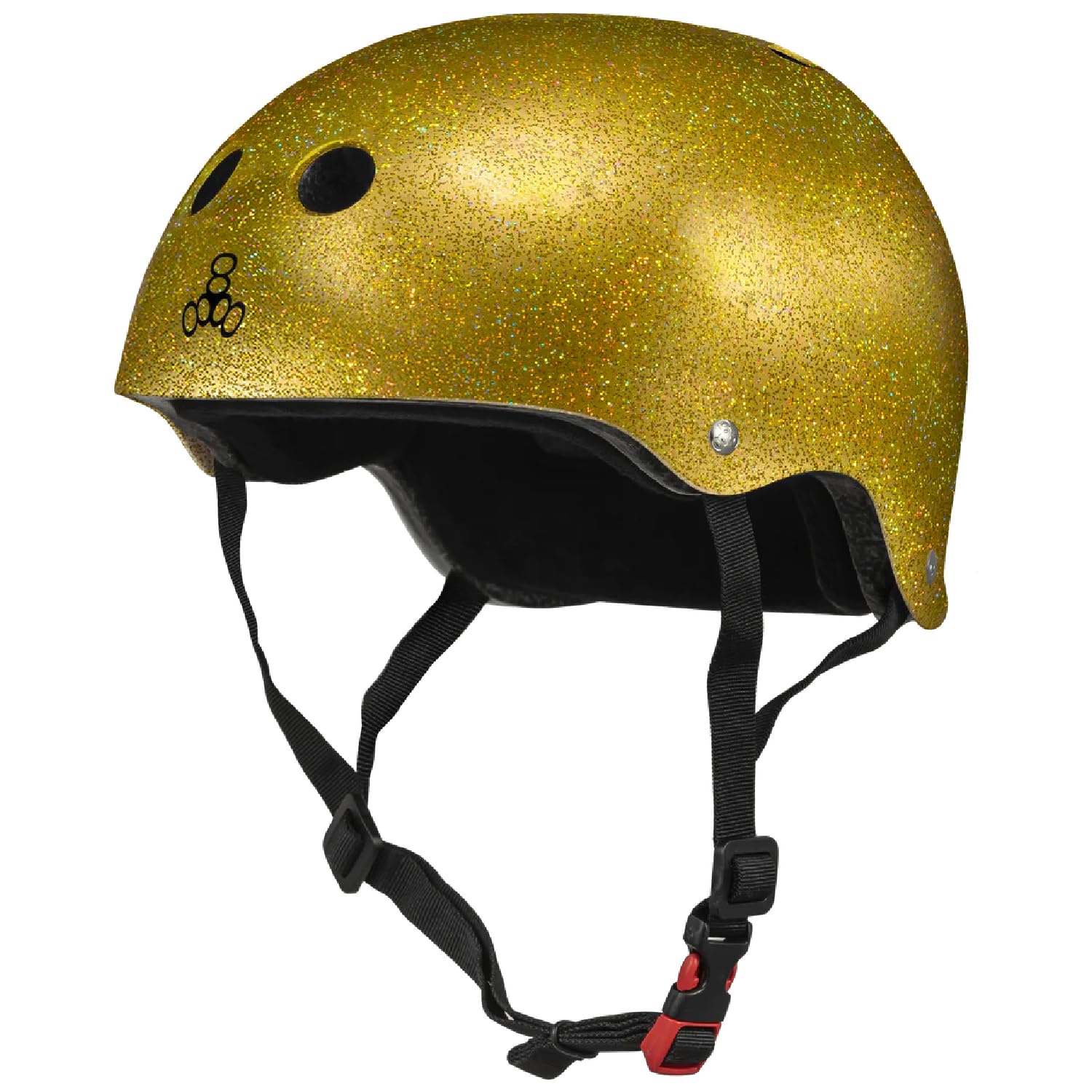 Triple Eight The Certified Sweatsaver Helmet For Skateboarding, Bmx, Roller Derby And Roller Skating, Gold Glitter, Xl/Xxl