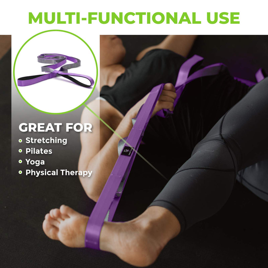 Gradient Fitness Stretching Strap For Physical Therapy, 12 Multi-Loop Stretch Strap 1'' W X 8' L, Neoprene Handles, Physical The