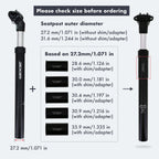 Djc Bike Suspension Seatpost Shock Absorber Damper Post 272 309 316 Mm, Lightweight Aluminum Body (Full Silver Color, 316Mm)