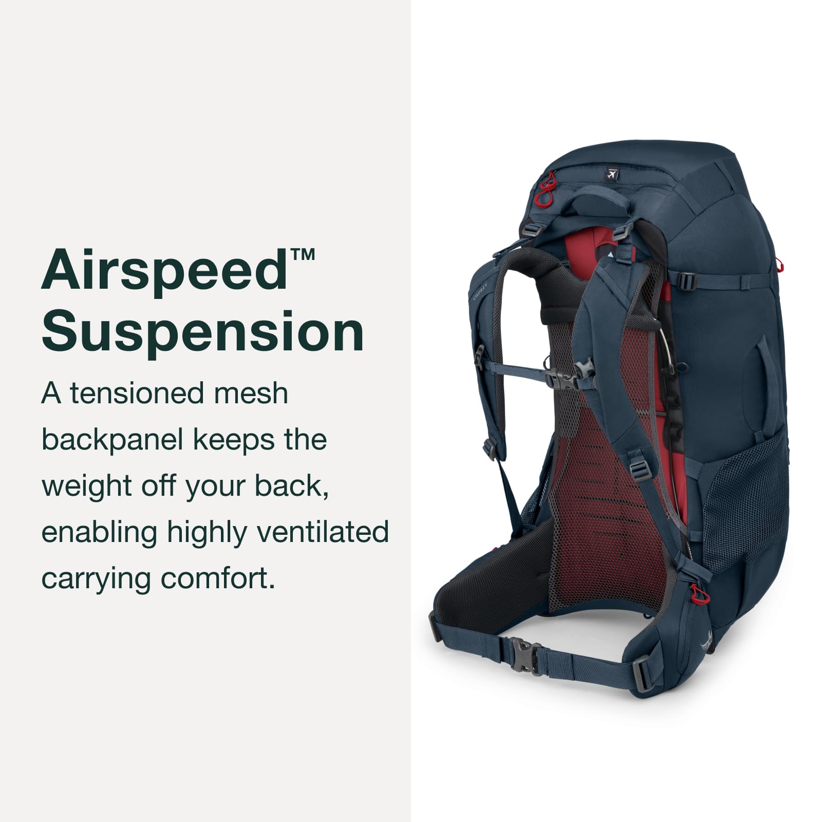 Osprey Farpoint Trek 55L Mens Travel Backpack, Muted Space Blue, One Size