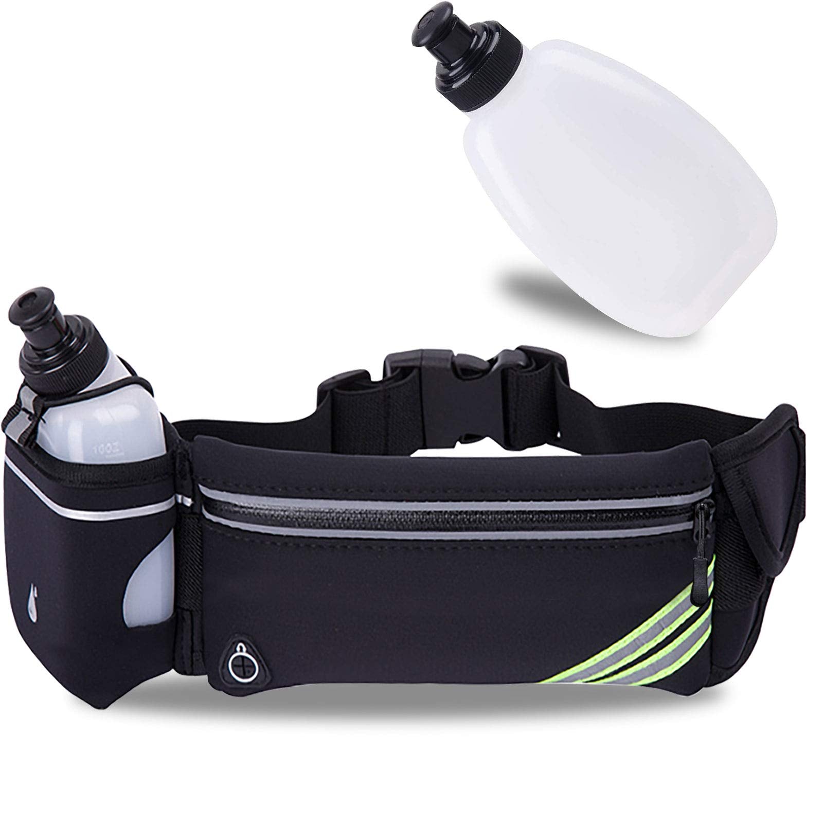 MOVOYEE Running Belt with Water Bottle Holder for iPhone 16 15 14 13 12 11 Pro Max Xs 16e Xr X Plus SE Mini/Galaxy,Reflective Ph