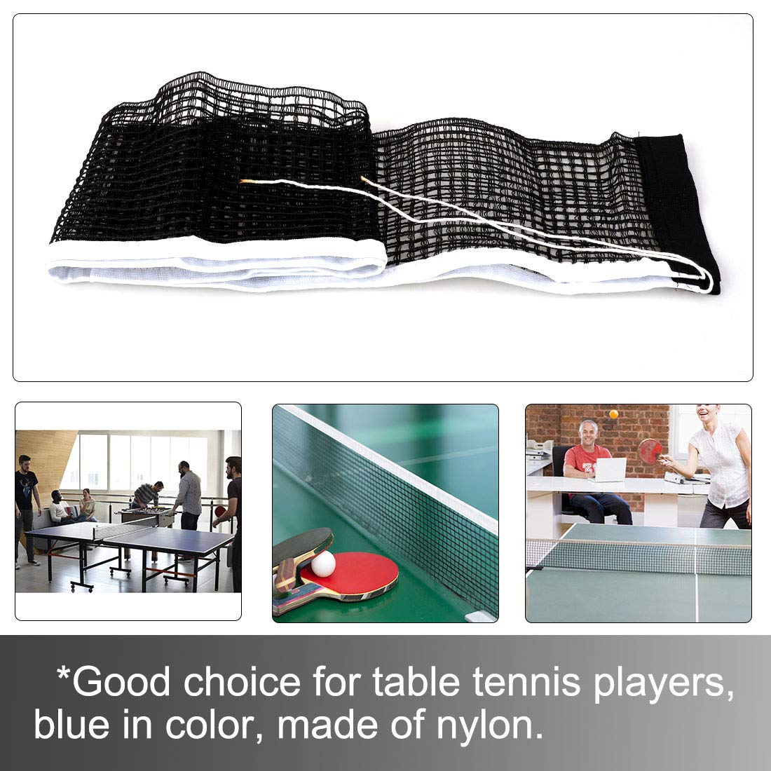 Uxcell Nylon Foldable Pingpong Sport Meshy Table Tennis Replacement Net White Black