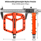 Rock Bros Mountain Bike Pedals Nylon Composite Bearing 9/16'' Mtb Bicycle Pedals With Wide Flat Platform Orange