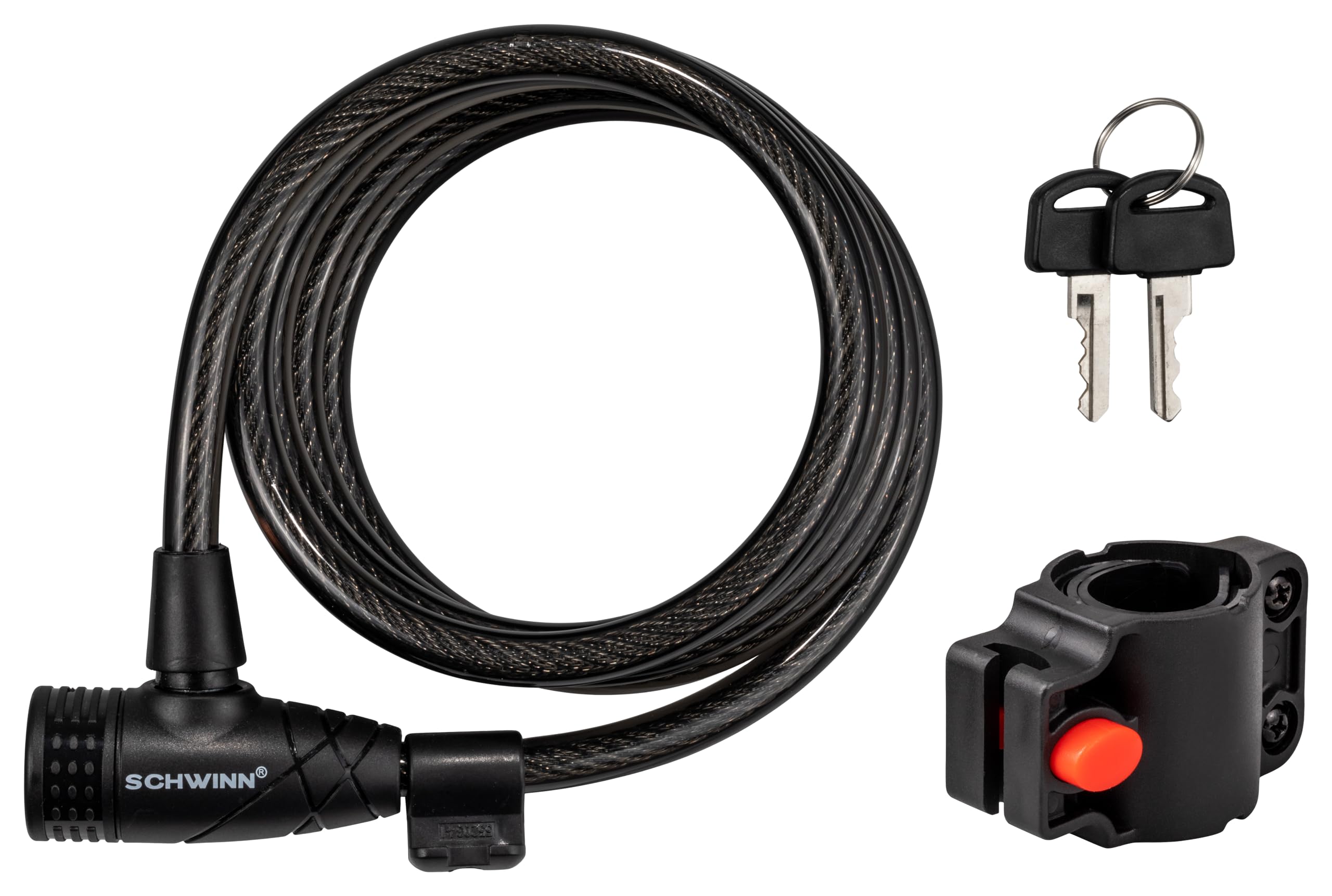 Schwinn Bike Key Lock In Braided Steel Cable, 2 Keys Included, 6 Feet X 10Mm Anti Theft Bicycle Lock, Security Level 2