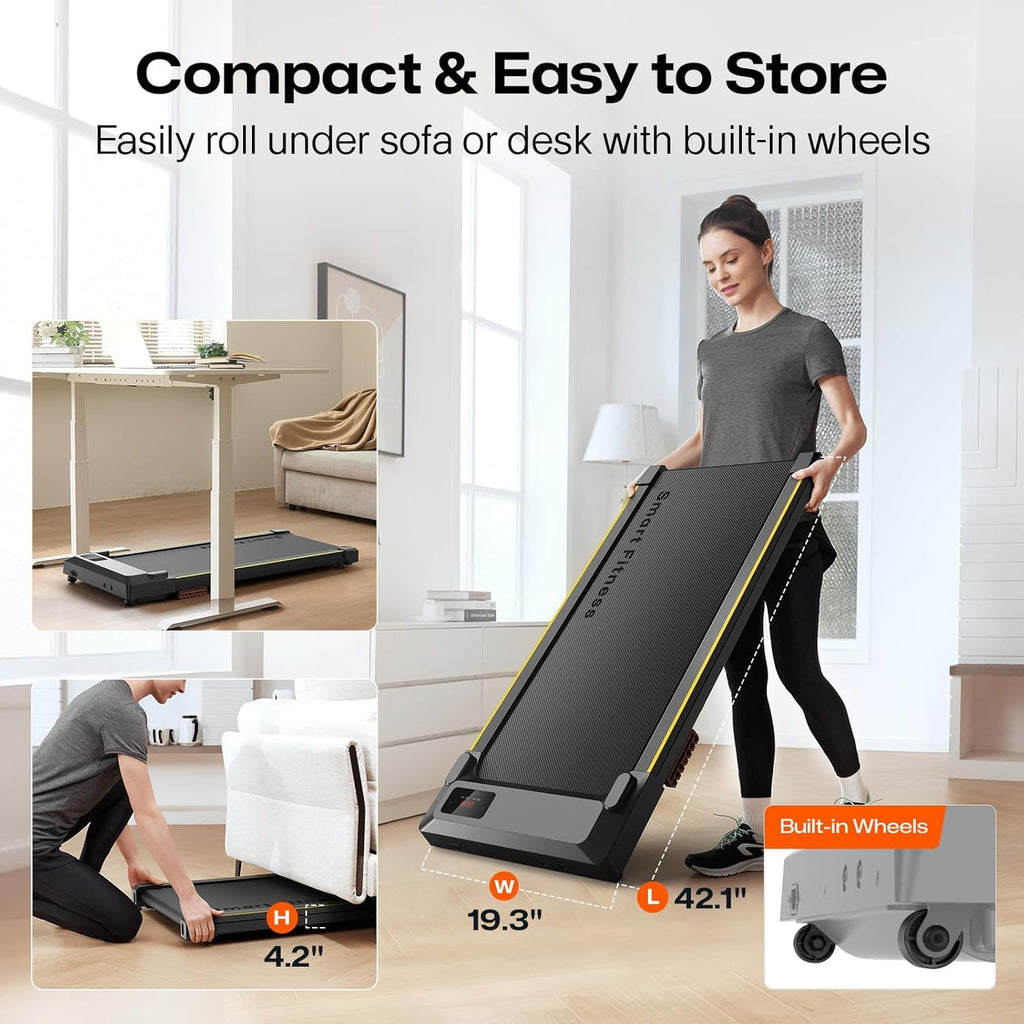 Urevo Walking Pad, Portable Under Desk Treadmill, 2.5 Hp Walking Treadmill Pad For Home And Office, Walking Jogging Running Mach