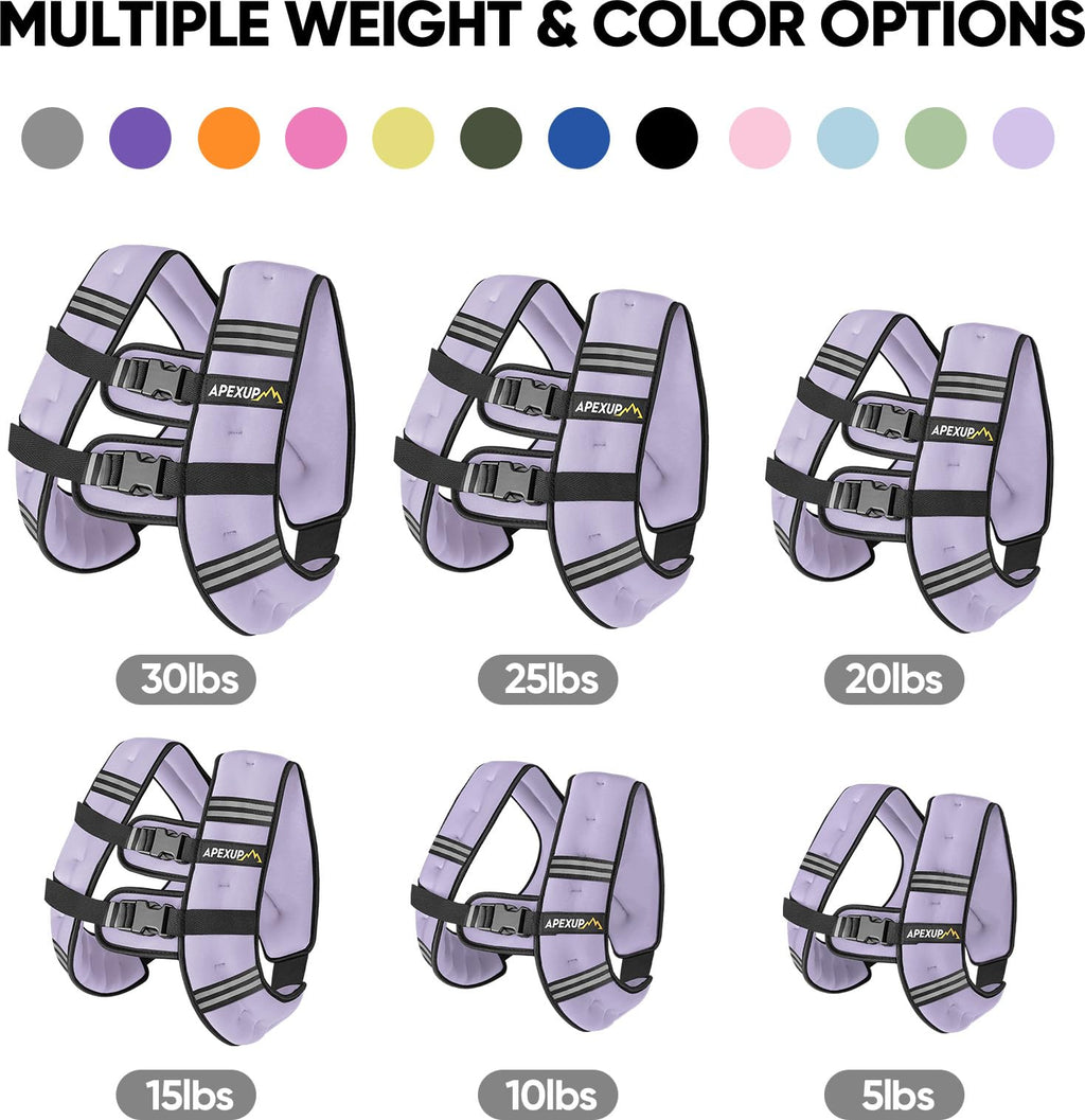 APEXUP 15lbs Weighted Vest Men Women, Weight Vest for Women Workout Equipment for Strength Training Running (Pastel Purple)