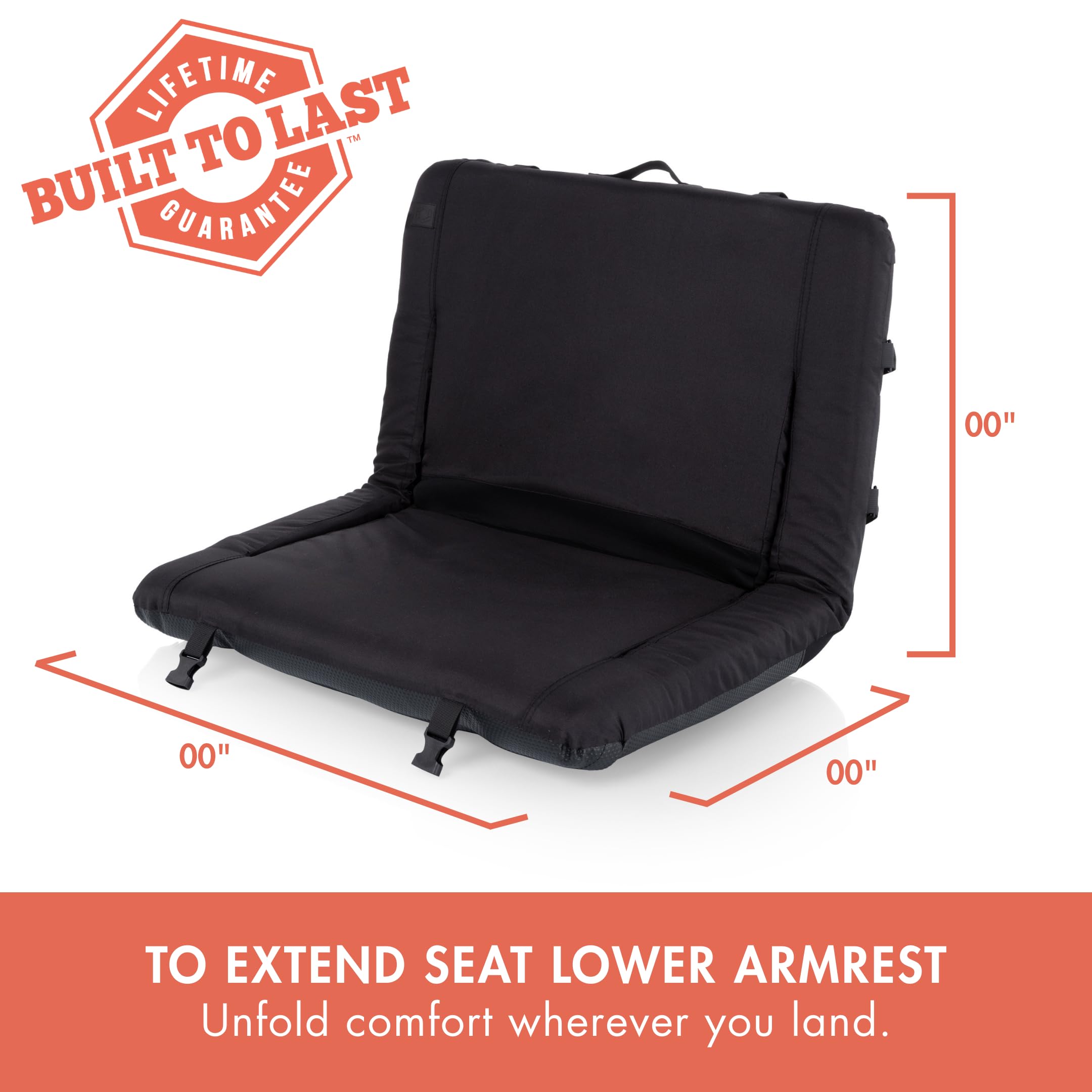 PICNIC TIME Ventura XL Portable Reclining Stadium Seat with Back Support, Folding Bleacher Chairs with Back and Cushion, Thick P