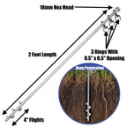 Ground Anchors Screw In - 24'' Set Of 2 With Drill Bit - Earth Anchors - Ground Stakes Heavy Duty - Mobile Home Anchors - Shed A