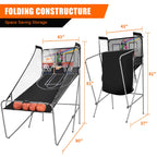 Giantex Foldable Basketball Arcade Game, 8 Game Options, Electronic Double Shot 2 Player W/ 4 Balls And Led Scoring System, Indo