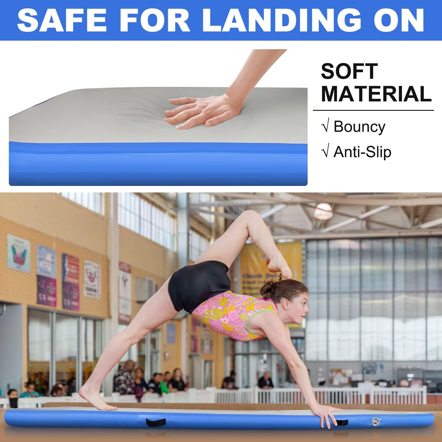 13Ft Inflatable Gymnastics Tumbling Mat 4'' Thick Air Tumble Track Gymnastics Training Mat With Electric Air Pump For Home Use/T
