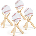 Maitys 2 Sets Baseball Stand Holder for Display Wooden Baseball Holder Stand Mini Sports Balls Bats Display Centerpieces Table D