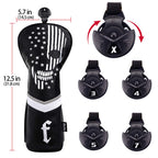Caiobob Mytag Golf Skull Skeleton Head Cover Golf Club Black Leather Headcovers Set Fits Driver Fairway Wood Hybrid (1Pc Fairway