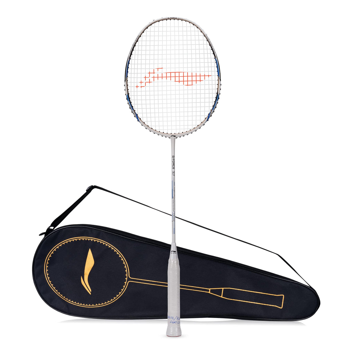 LiNing GForce X5 Carbon Fibre Badminton Racket With Free Full Cover(79 Grams, 28 Lbs) (White/Blue/Light Stone)