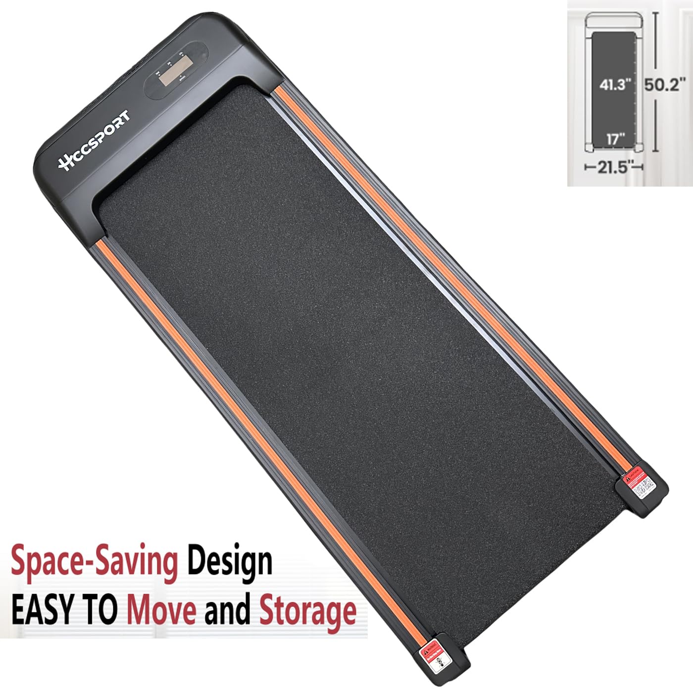 Hccsport Under Desk Walking Pad Treadmill With Remote Control 2.5 Hp Led Display Compact Small Treadmill With Incline For Home O