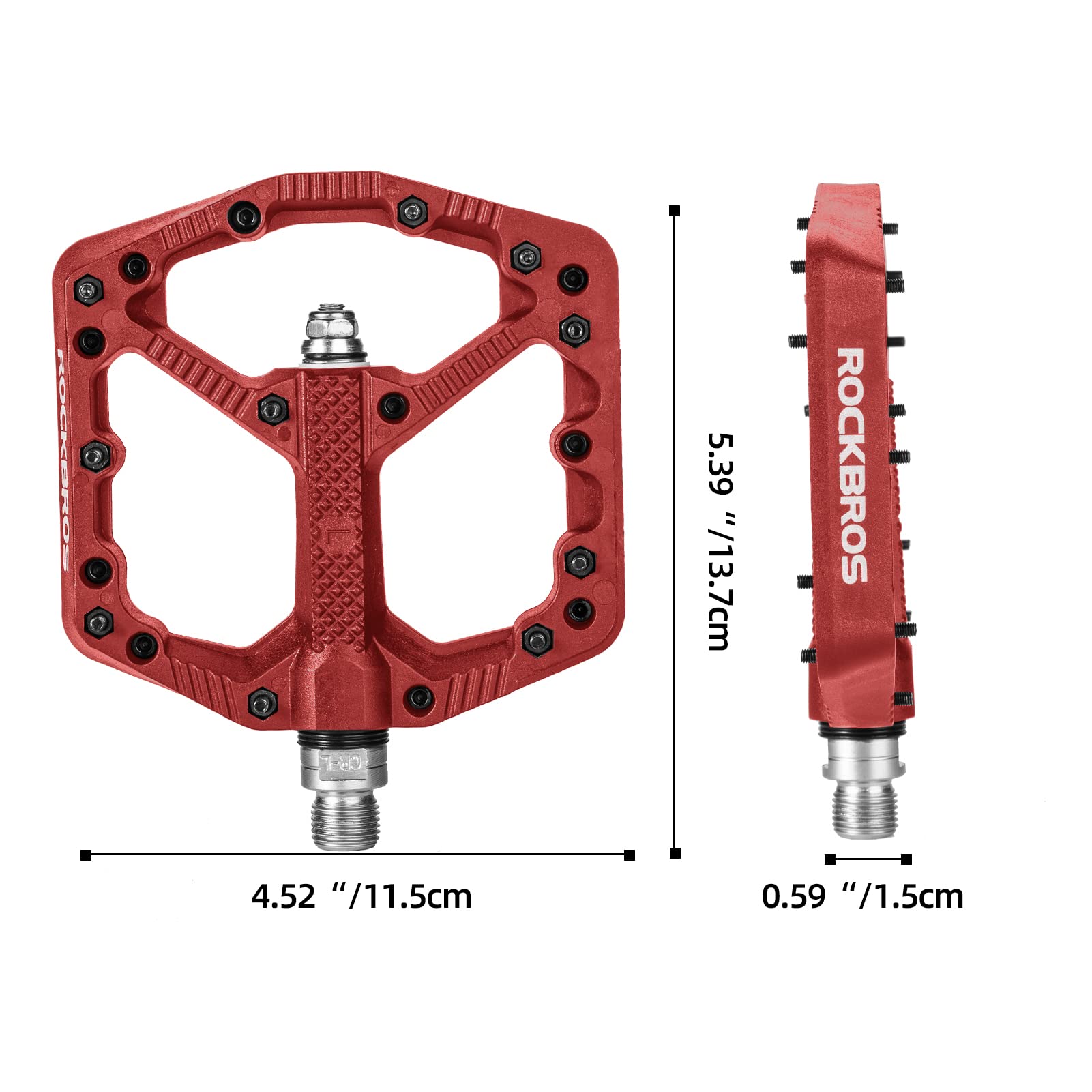 Rockbros Mountain Bike Pedals Flat Mtb Pedals Nylon Fiber Bicycle Platform Pedals For Road Mountain Bmx Mtb Bikes Red